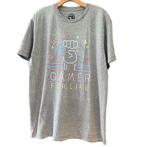 Ocean Current NWOT L Gray Graphic Gamer For Life Short Sleeve T-Shirt